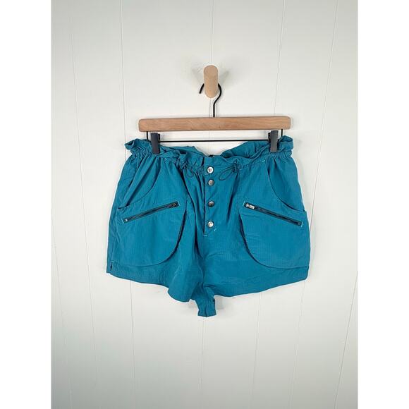 Free People Movement Off the Grid Shorts Size Medium Teal Utility Cargo - Picture 2 of 9
